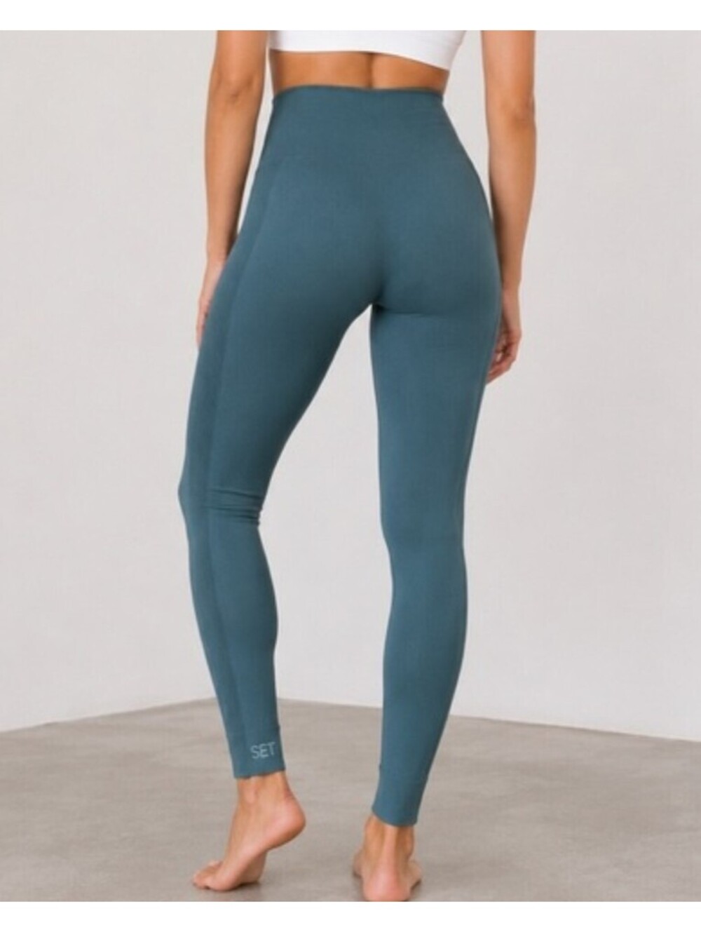 SET ACTIVE teal high waisted leggings sz M